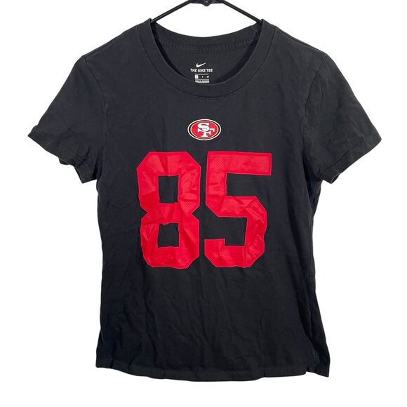 Nike SF 49ers George Kittle #85 T Shirt Jersey Womens Size Small NFL Black Red - Picture 1 of 4